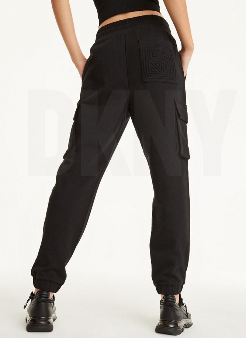 DKNY Jersey Cargo Women's Joggers Black | Ireland_D1426