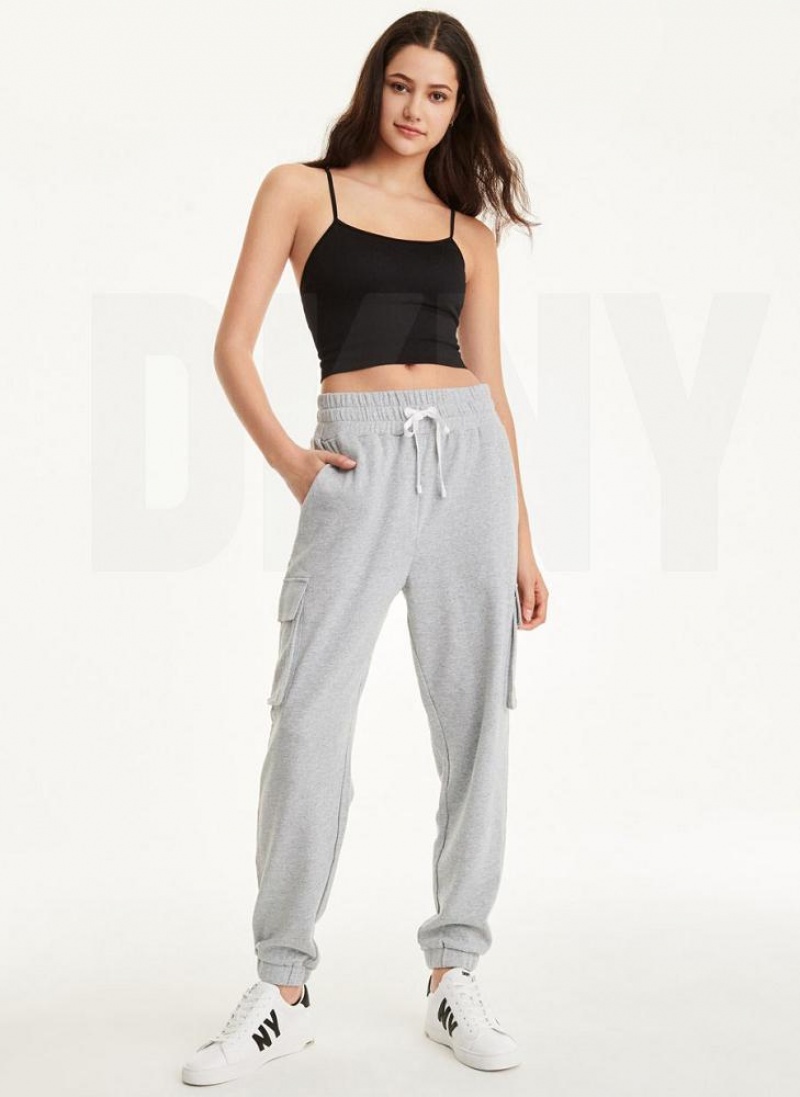 DKNY Jersey Cargo Women's Joggers Light Grey | Ireland_D1344