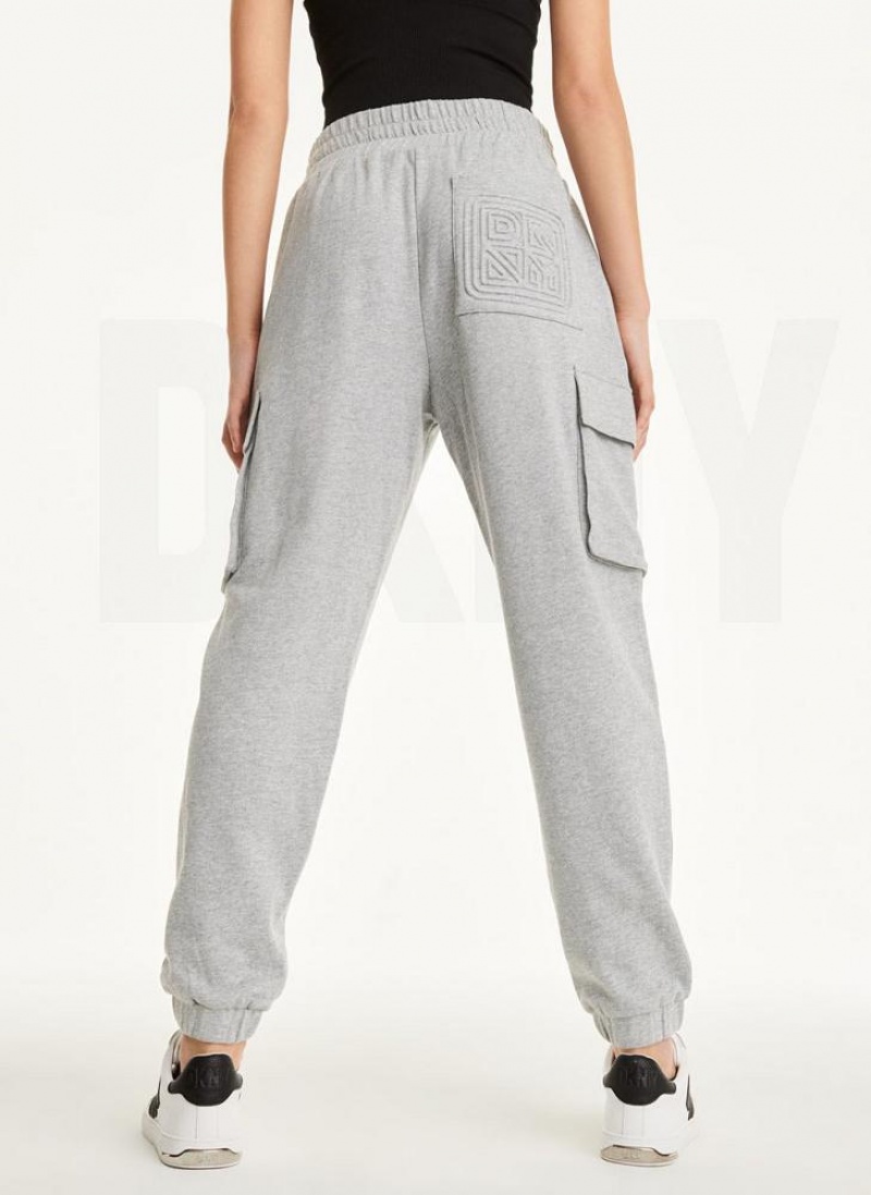 DKNY Jersey Cargo Women's Joggers Light Grey | Ireland_D1344