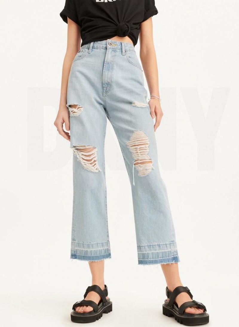 DKNY Kent High Rise Distressed Women's Jeans Wash | Ireland_D1983