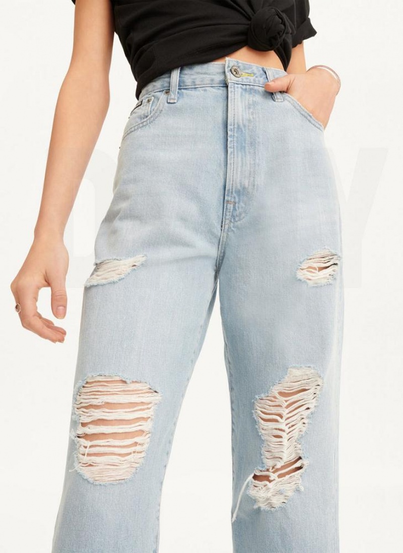 DKNY Kent High Rise Distressed Women's Jeans Wash | Ireland_D1983