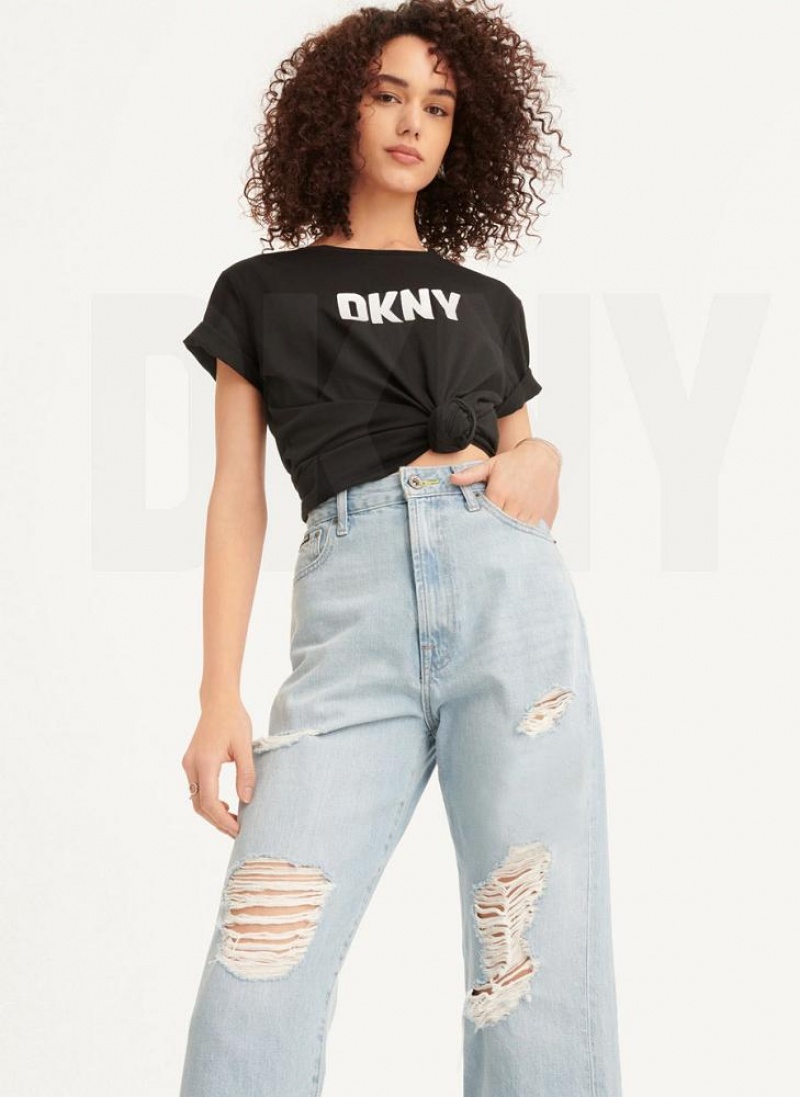 DKNY Kent High Rise Distressed Women's Jeans Wash | Ireland_D1983