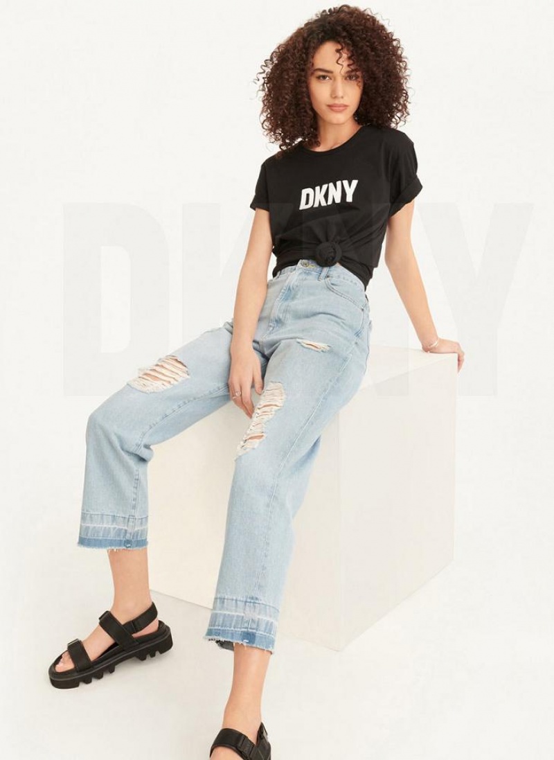 DKNY Kent High Rise Distressed Women\'s Jeans Wash | Ireland_D1983