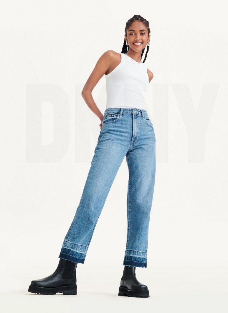 DKNY Kent High Rise Straight Leg Women's Jeans Light Wash | Ireland_D1771