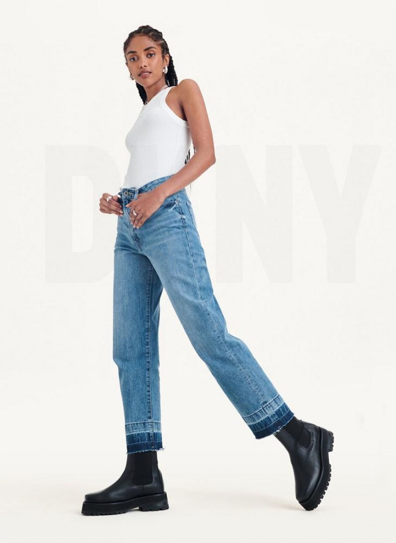 DKNY Kent High Rise Straight Leg Women's Jeans Light Wash | Ireland_D1771