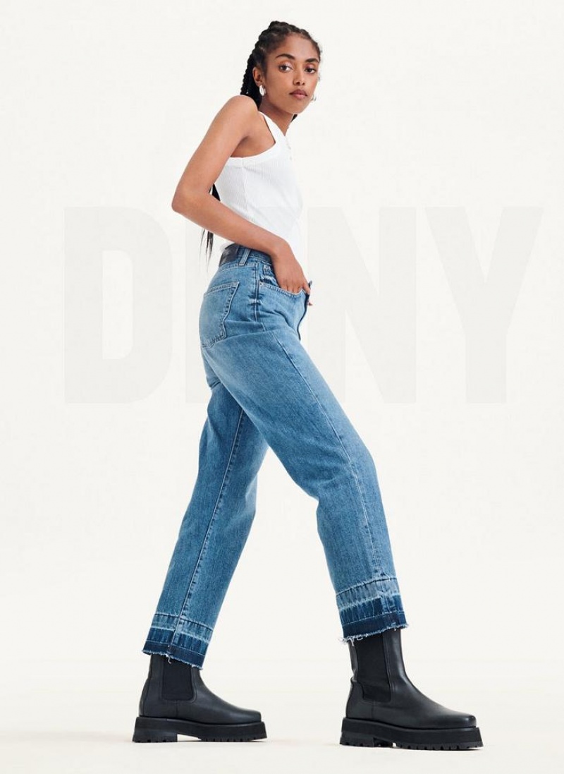 DKNY Kent High Rise Straight Leg Women's Jeans Light Wash | Ireland_D1771