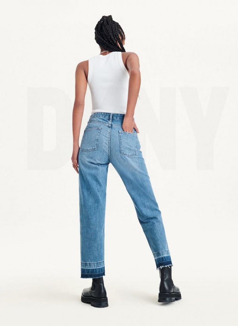 DKNY Kent High Rise Straight Leg Women's Jeans Light Wash | Ireland_D1771