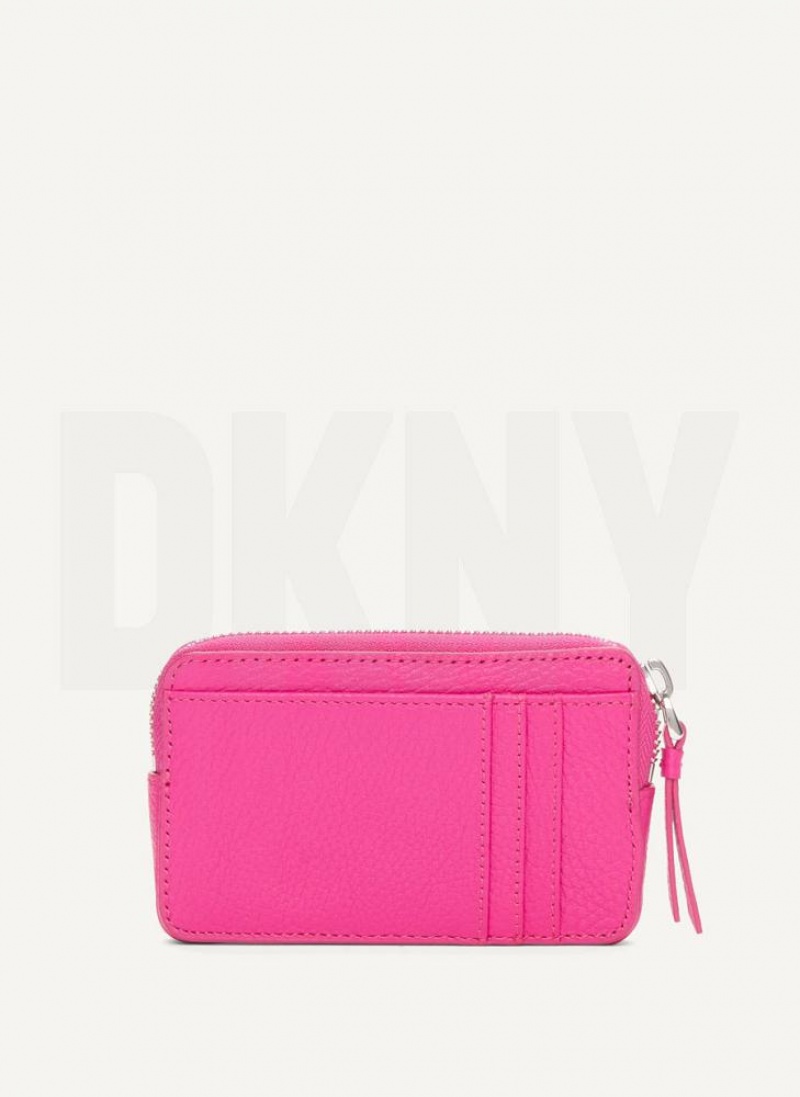 DKNY Keyfob Cardcase Raised Logo Women's Wallets Rose Purple | Ireland_D0655