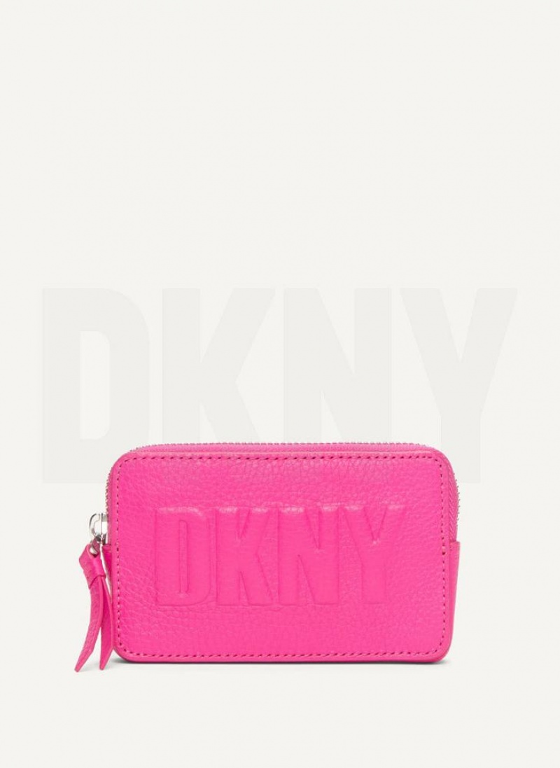 DKNY Keyfob Cardcase Raised Logo Women\'s Wallets Rose Purple | Ireland_D0655