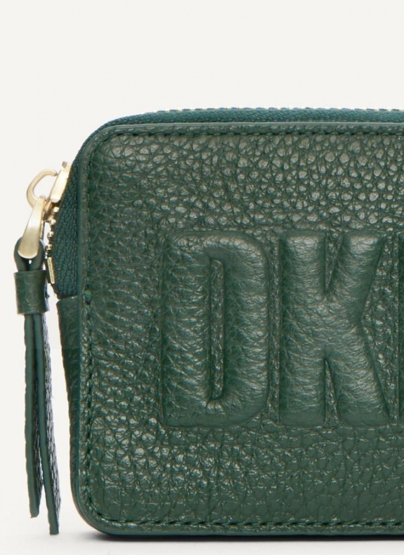 DKNY Keyfob Cardcase Raised Logo Women's Wallets Green | Ireland_D0802