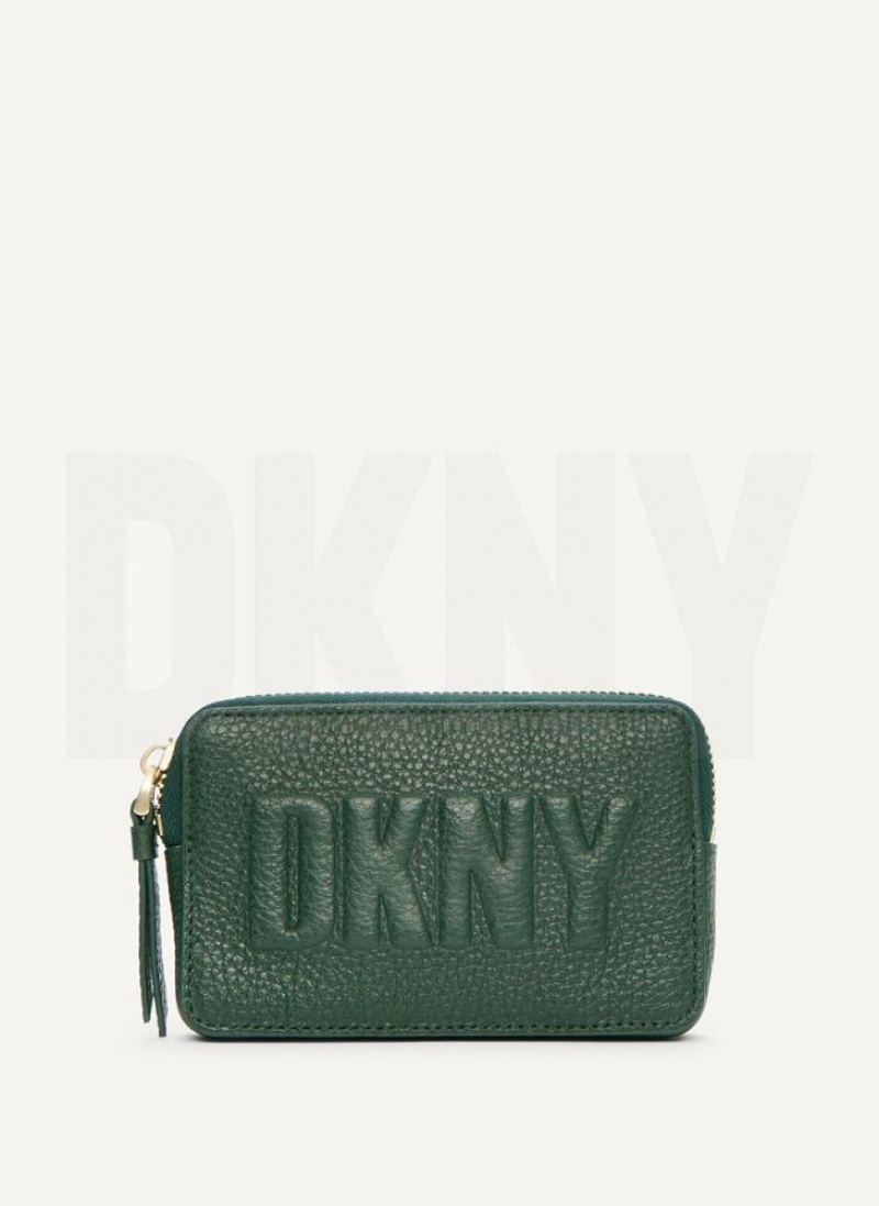 DKNY Keyfob Cardcase Raised Logo Women\'s Wallets Green | Ireland_D0802