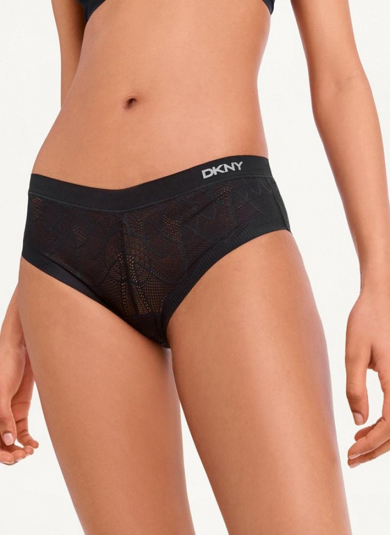 DKNY Lace Comfort Hipster Women\'s Panties Black | Ireland_D0845