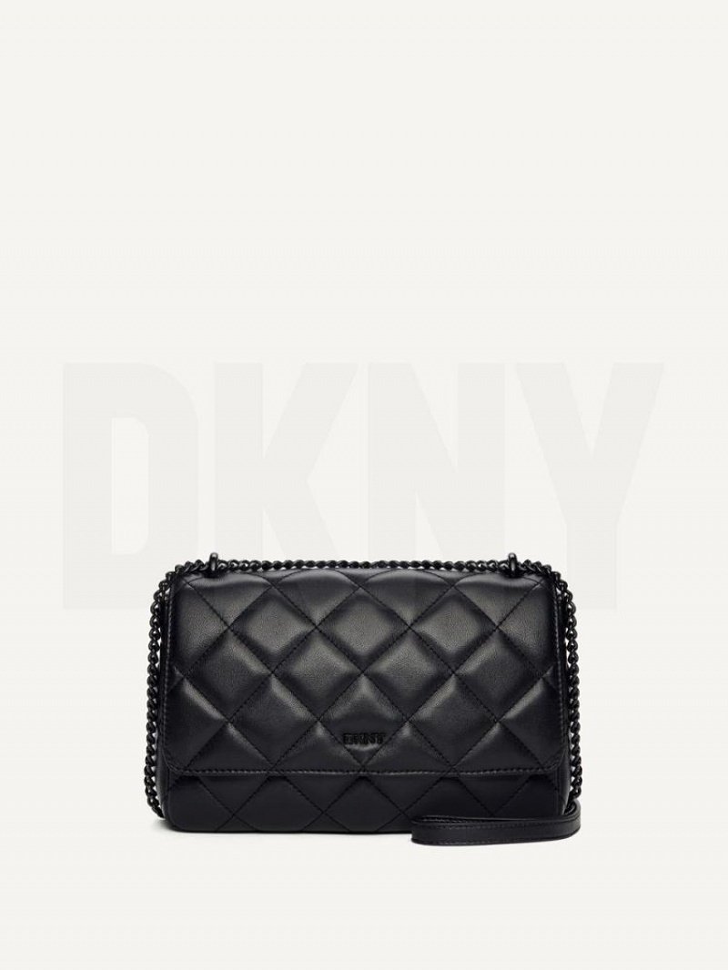 DKNY Lara Large Quilted Women\'s Shoulder Bags Black | Ireland_D0237