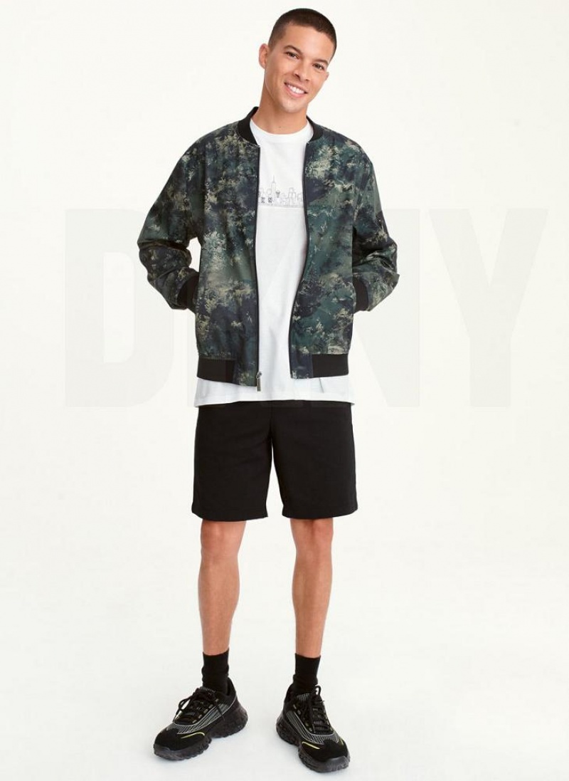 DKNY Leaf Camo Bomber Men's Jackets Olive | Ireland_D1140