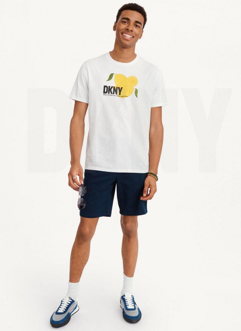 DKNY Lemon Men's T Shirts White | Ireland_D1183