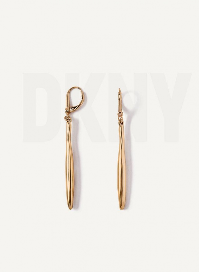 DKNY Linear Drop Women's Earrings Gold | Ireland_D0253