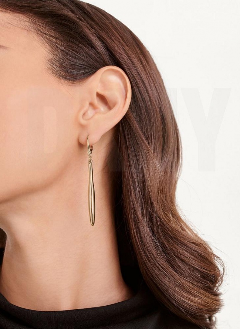 DKNY Linear Drop Women's Earrings Gold | Ireland_D0253