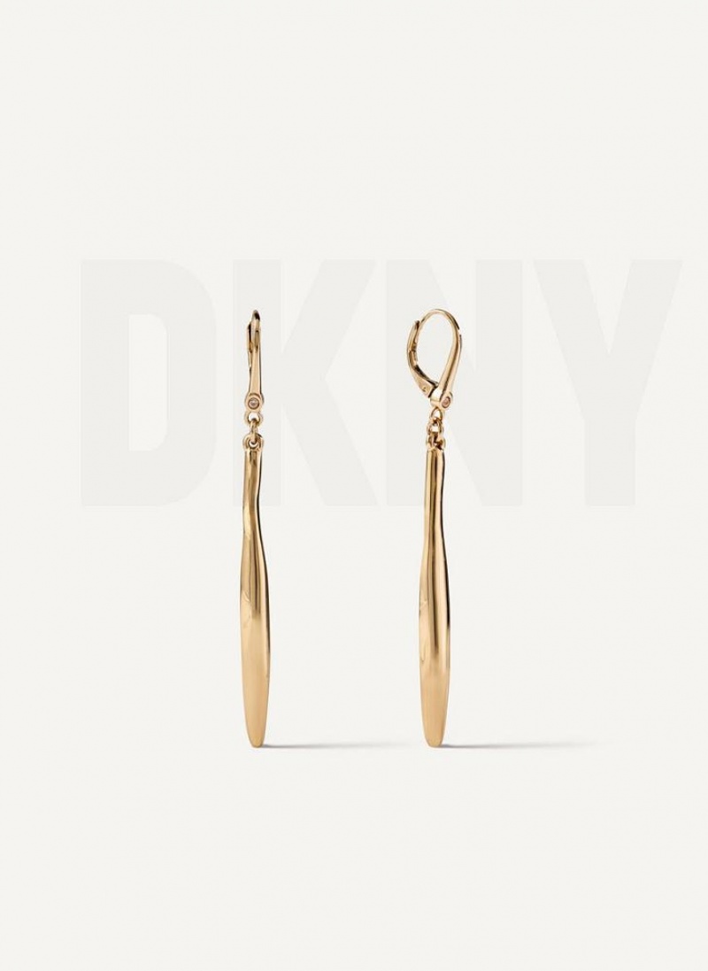 DKNY Linear Drop Women\'s Earrings Gold | Ireland_D0253