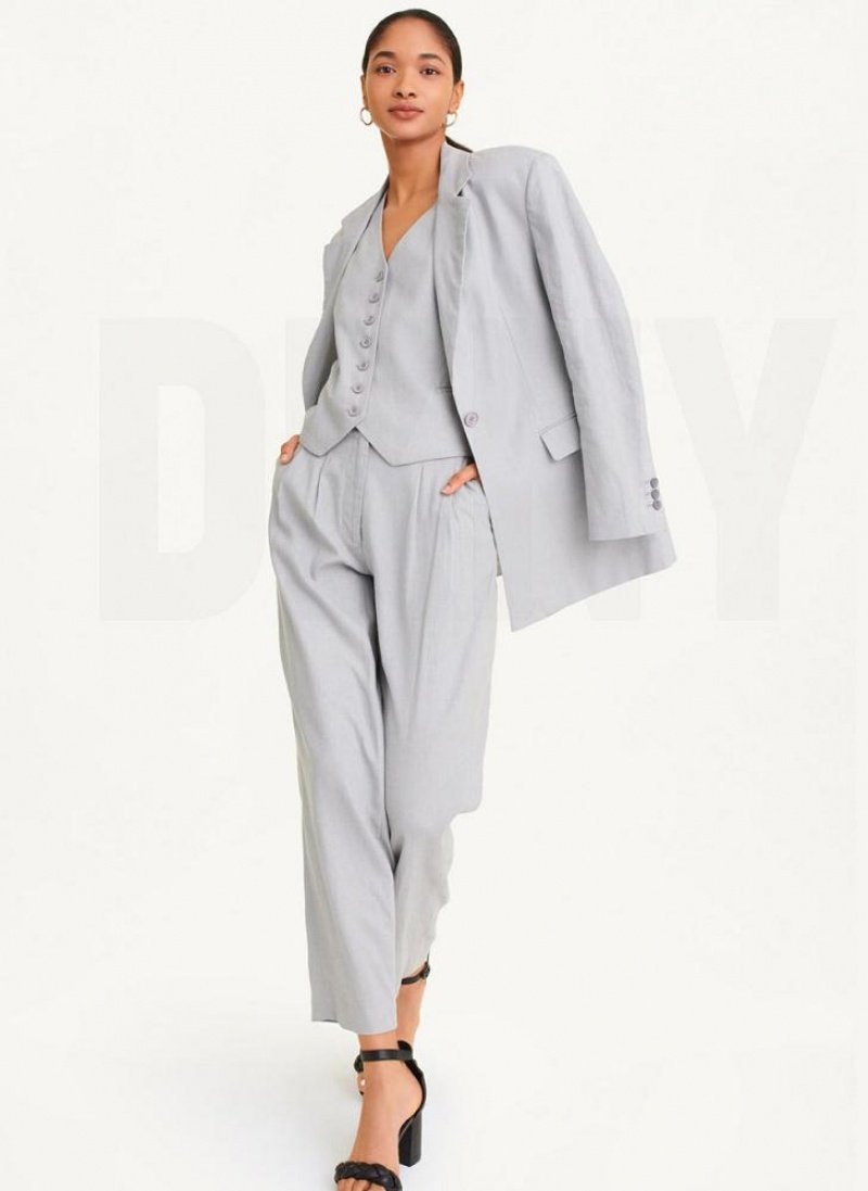 DKNY Linen Women's Blazers Black | Ireland_D0901