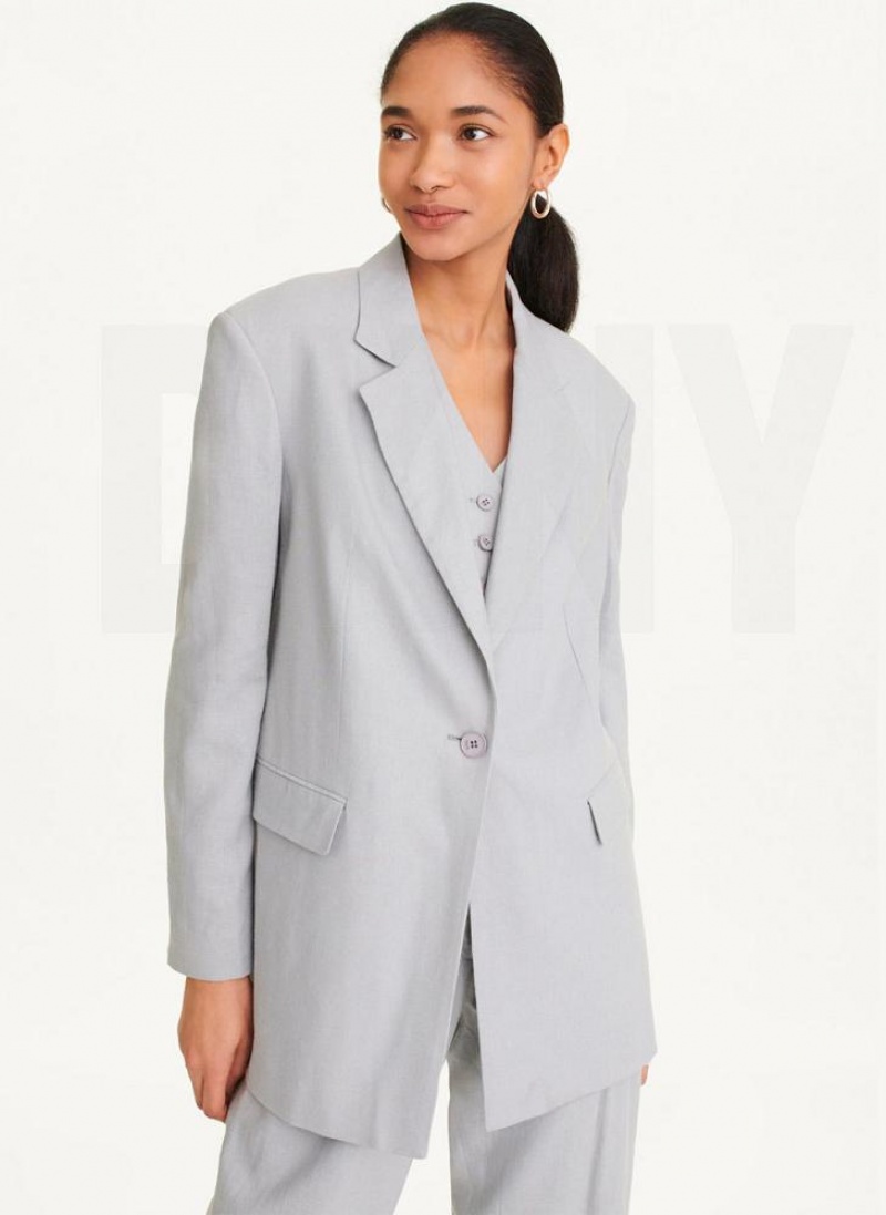 DKNY Linen Women\'s Blazers Black | Ireland_D0901