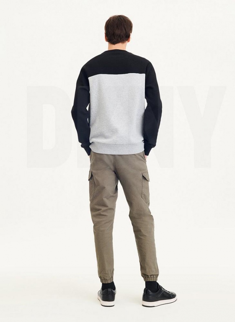 DKNY Logo Fleece Crew Men's Sweatshirts Black / Grey | Ireland_D1364