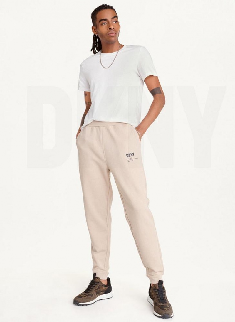 DKNY Logo Men's Pants Khaki | Ireland_D0596