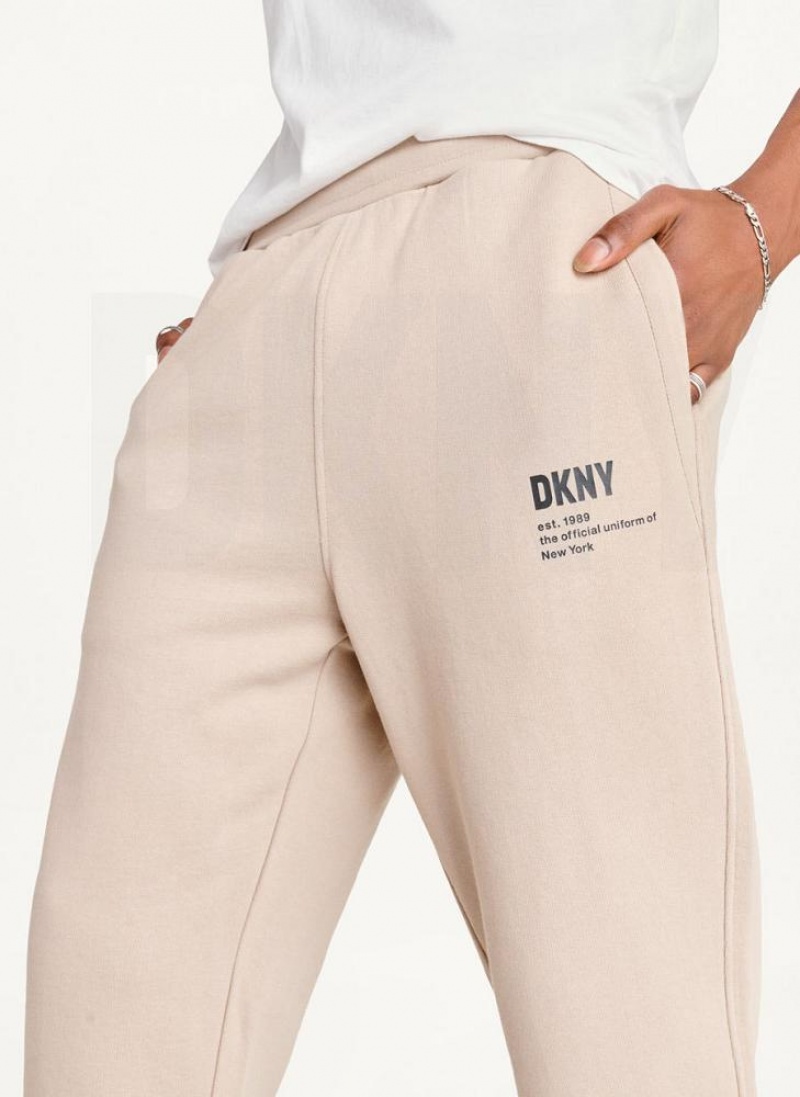 DKNY Logo Men's Pants Khaki | Ireland_D0596