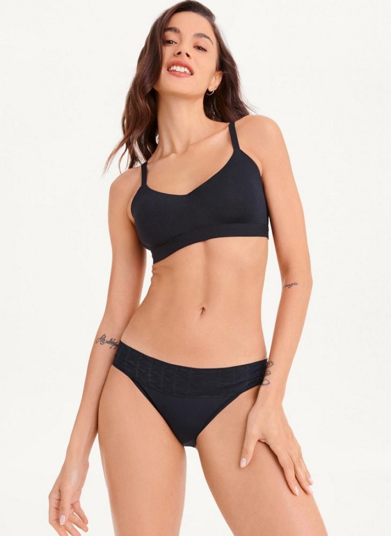 DKNY Logo Waistband Stretch Bikini Women's Panties Black | Ireland_D1912