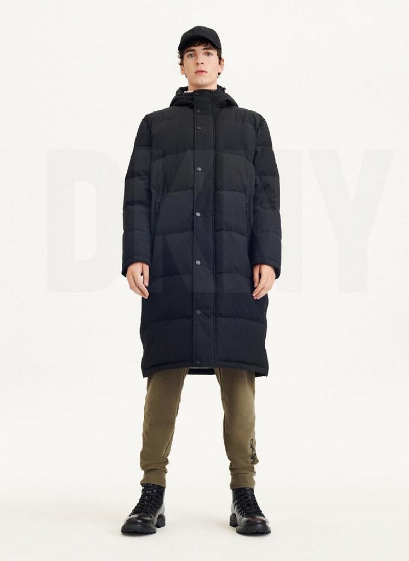 DKNY Long Quilted Men's Coats Black | Ireland_D0473