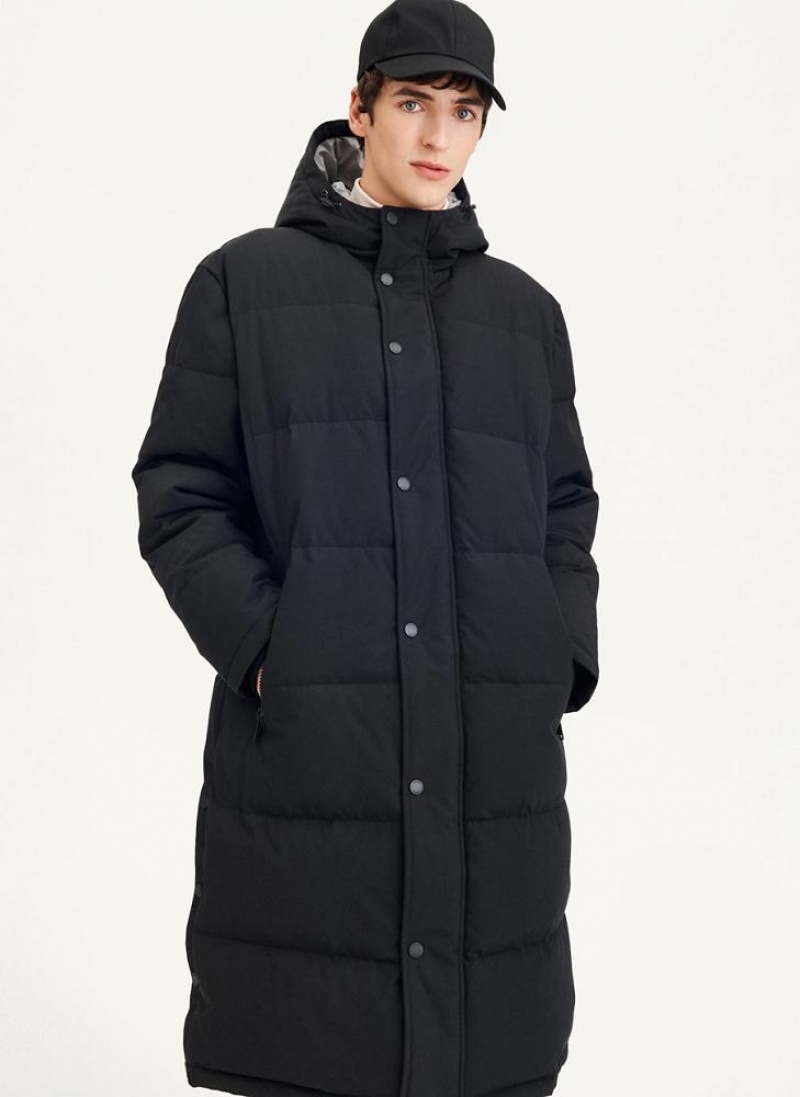 DKNY Long Quilted Men's Coats Black | Ireland_D0473