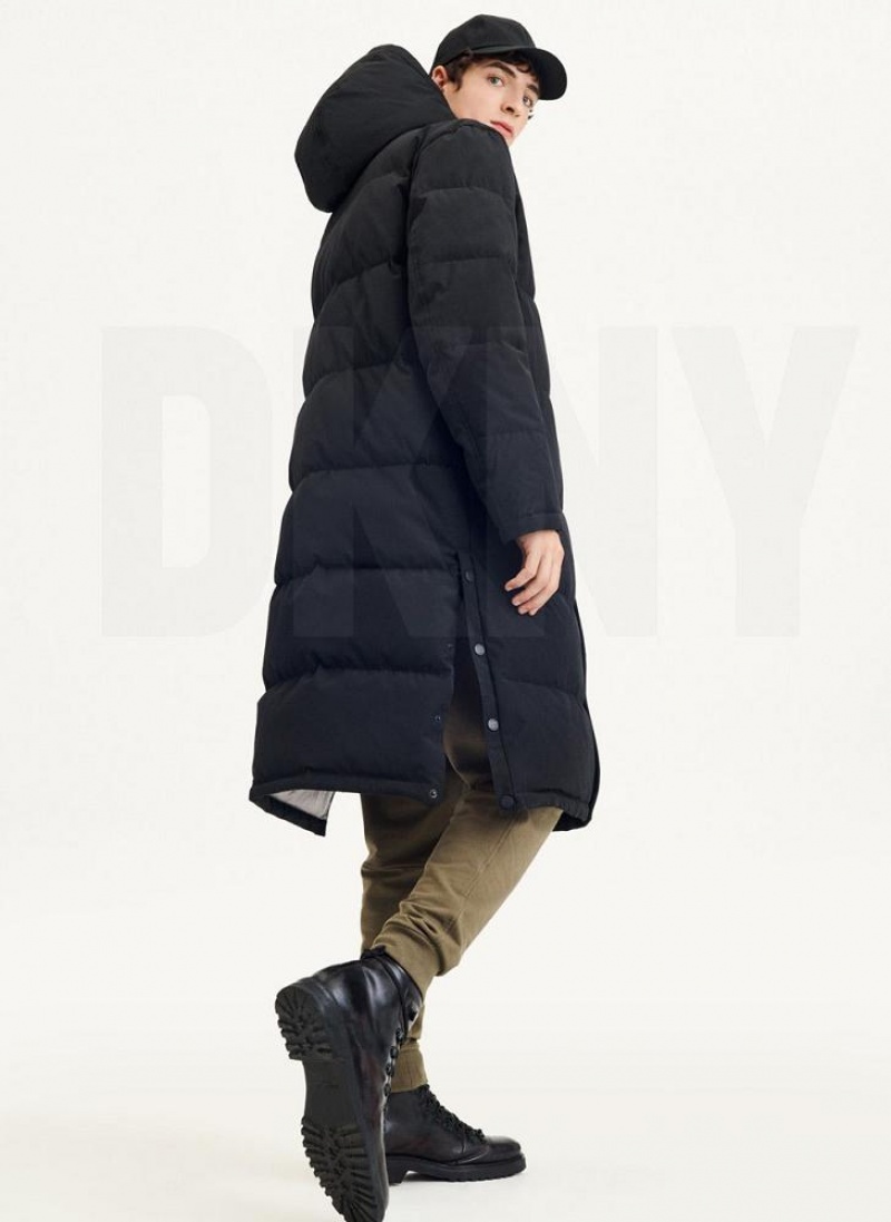 DKNY Long Quilted Men's Coats Black | Ireland_D0473