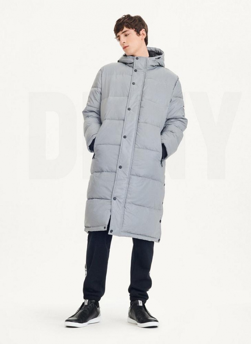 DKNY Long Quilted Men's Coats Grey | Ireland_D0624