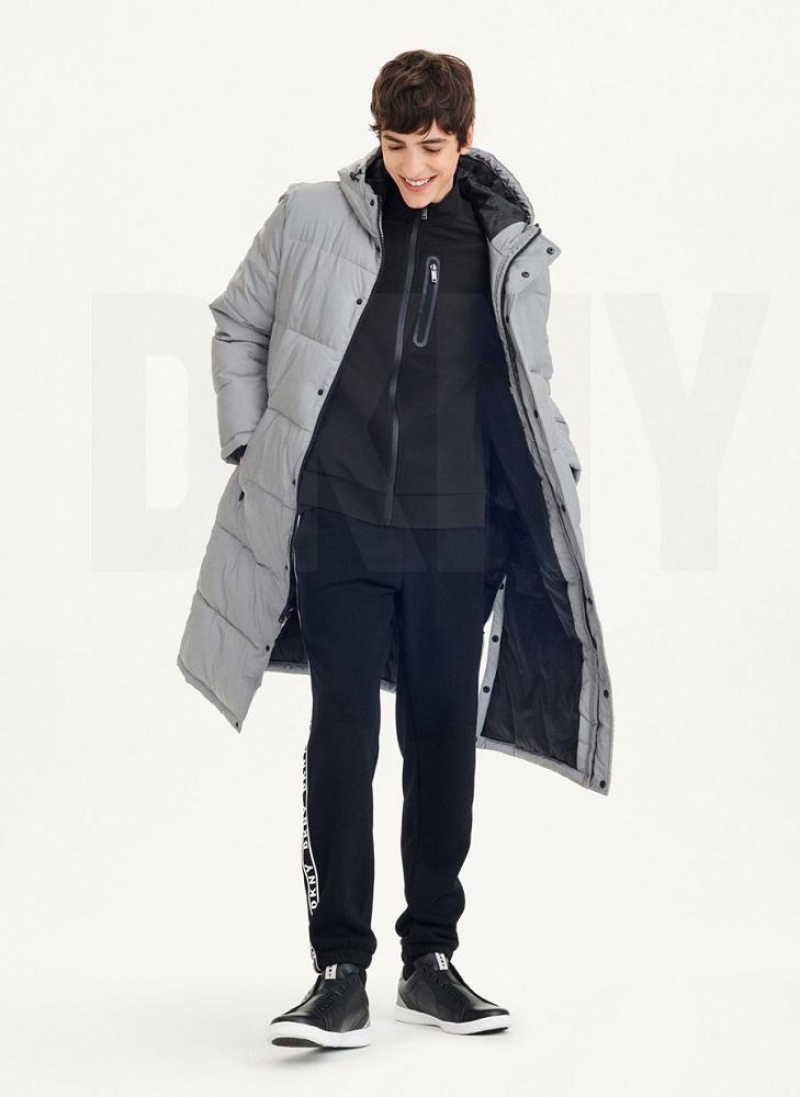 DKNY Long Quilted Men's Coats Grey | Ireland_D0624