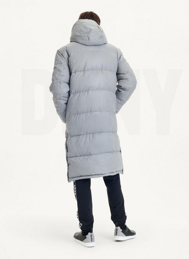 DKNY Long Quilted Men's Coats Grey | Ireland_D0624