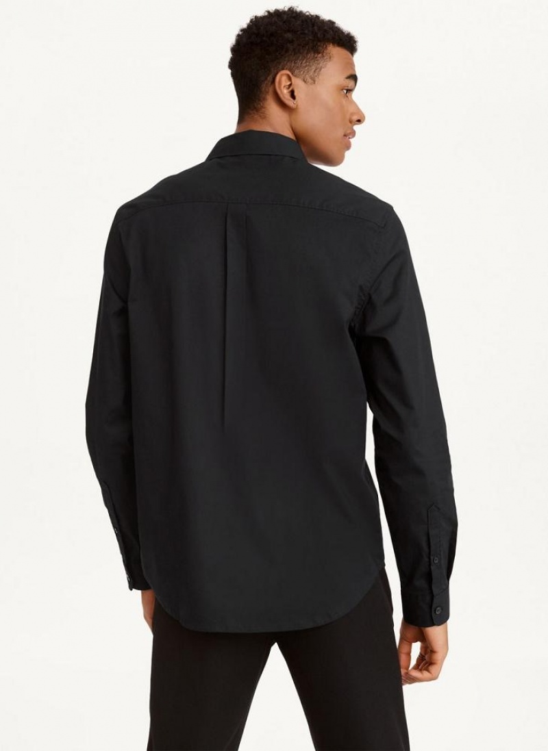 DKNY Long Sleeve Button Down Men's Shirts Black | Ireland_D0646