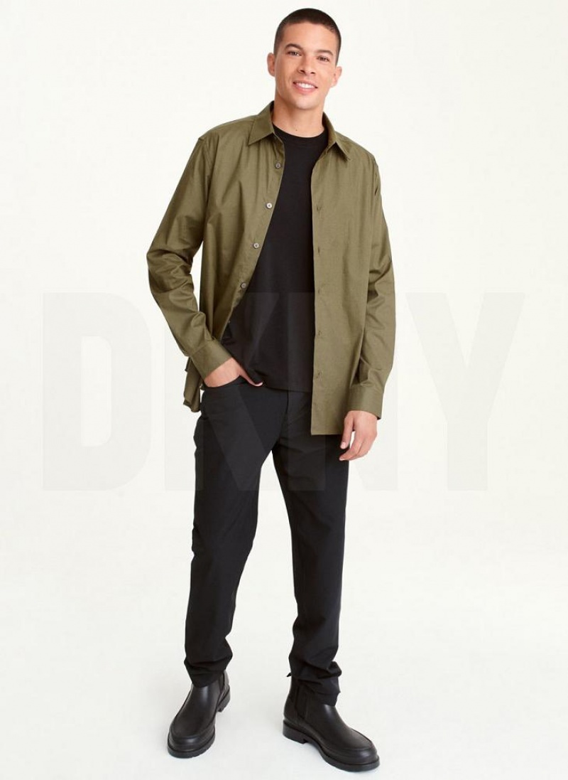 DKNY Long Sleeve Button Down Men's Shirts Olive | Ireland_D1541