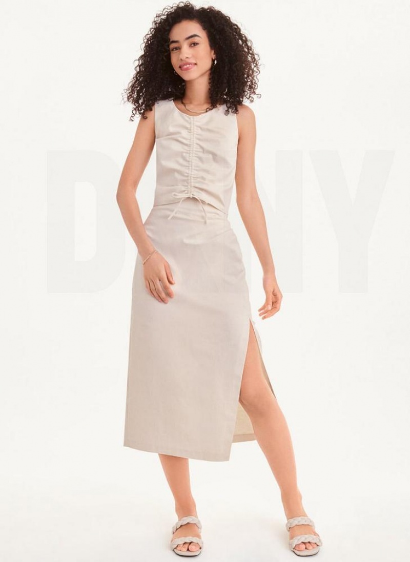 DKNY Long with Slit Women's Skirts Beige | Ireland_D0804