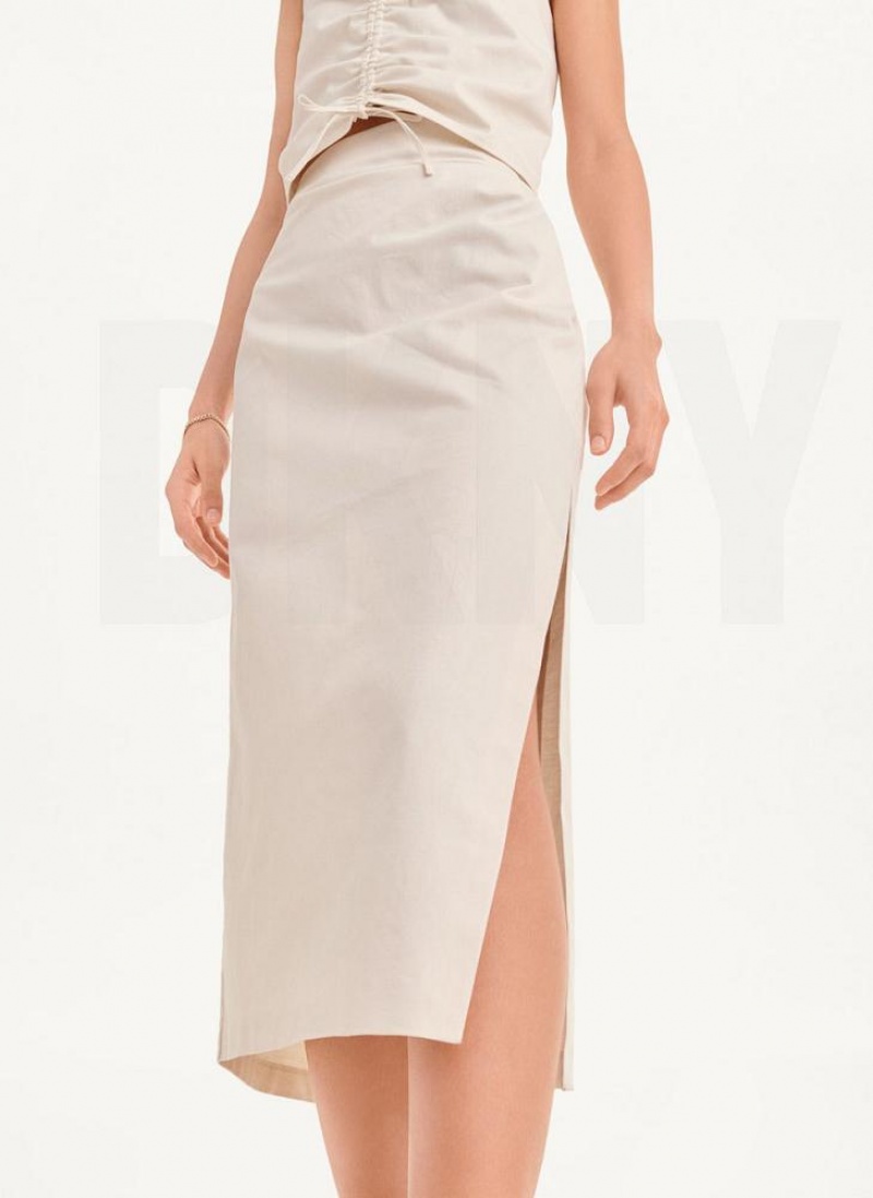 DKNY Long with Slit Women\'s Skirts Beige | Ireland_D0804