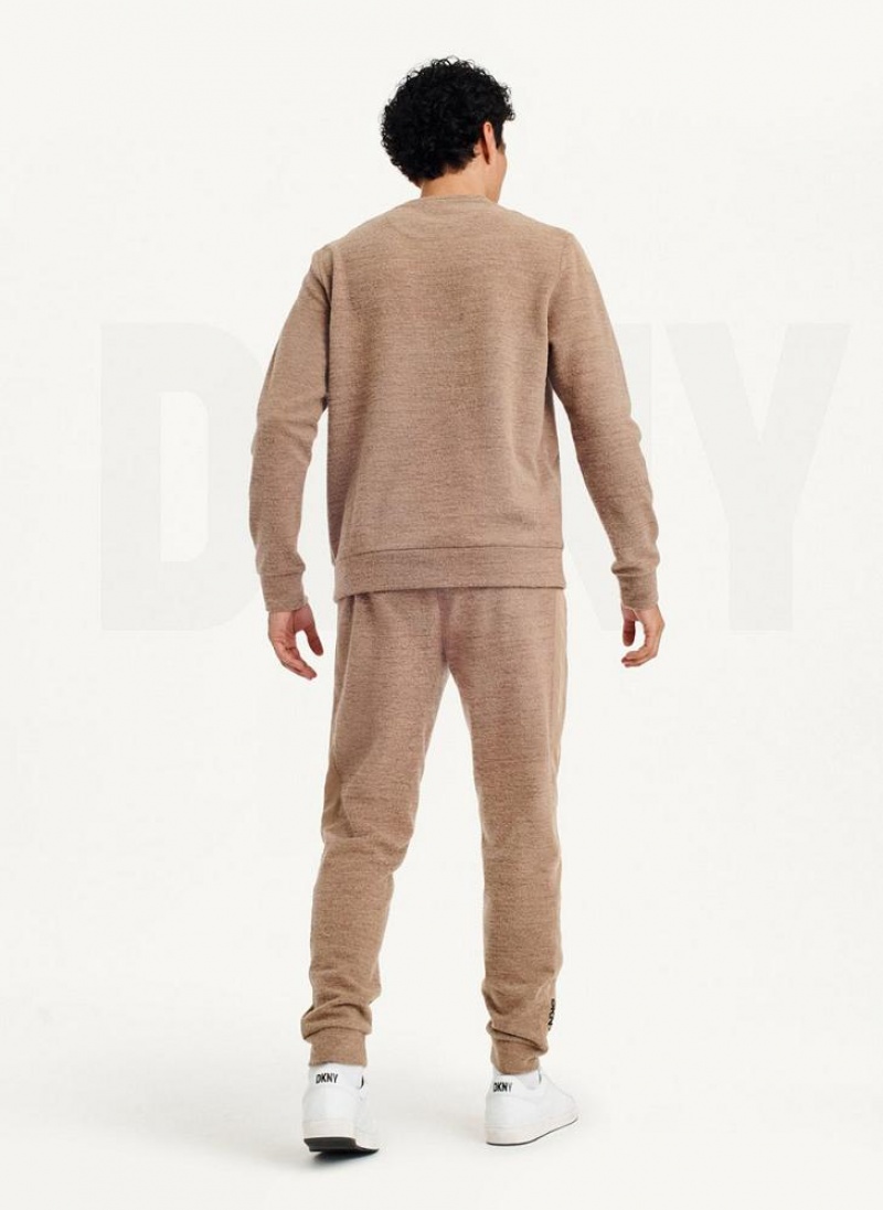 DKNY Lounge Crew Neck Men's Sweatshirts Brown | Ireland_D1713