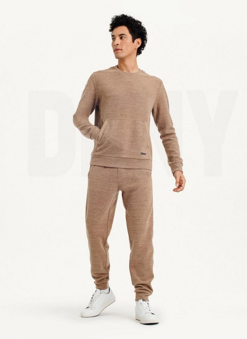 DKNY Lounge Crew Neck Men's Sweatshirts Brown | Ireland_D1713