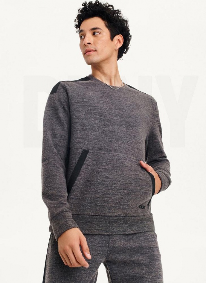 DKNY Lounge Crew Neck Men's Sweatshirts Dark Grey | Ireland_D1698