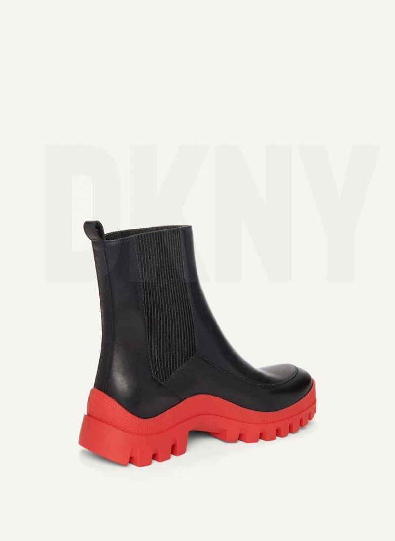 DKNY Lug Sole Chelsea Women's Boots Black / Red | Ireland_D0849