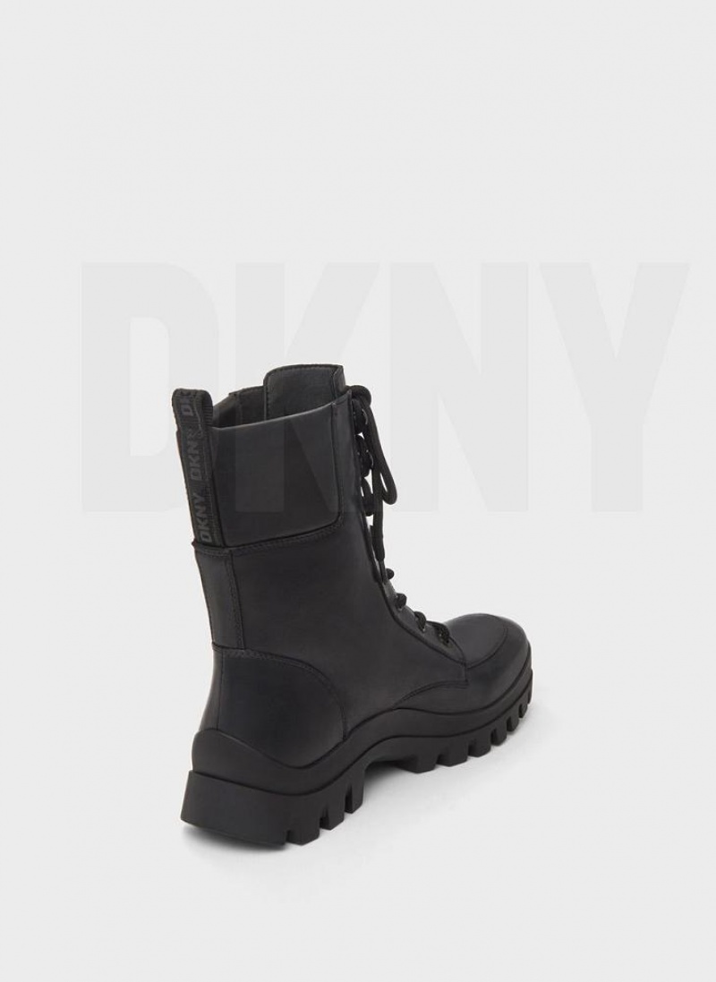 DKNY Lug Sole Combat Women's Boots Black | Ireland_D0828