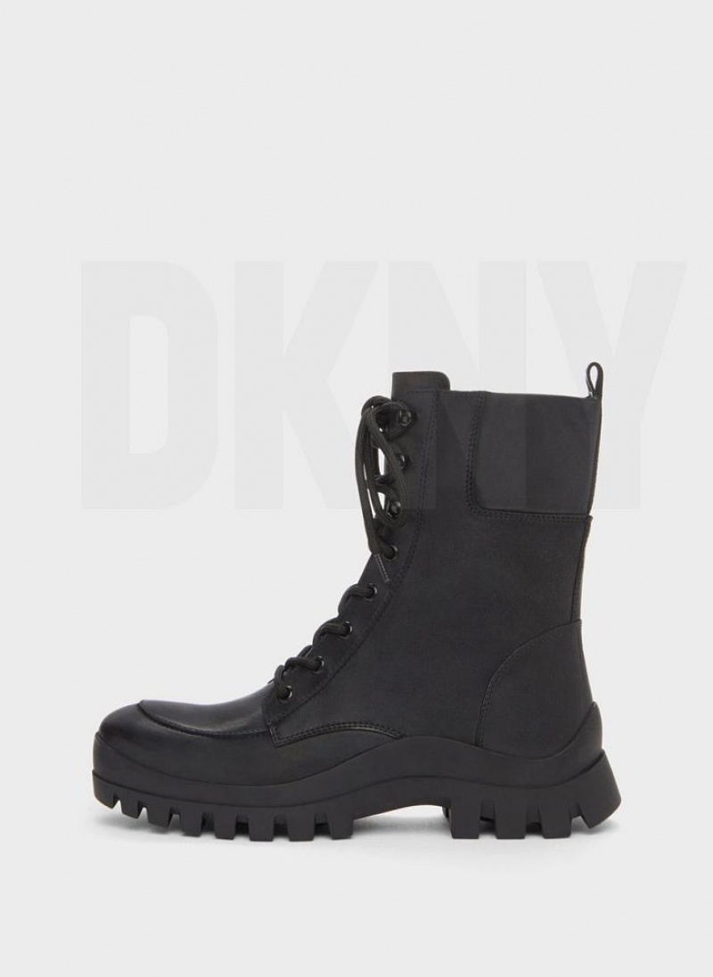 DKNY Lug Sole Combat Women\'s Boots Black | Ireland_D0828