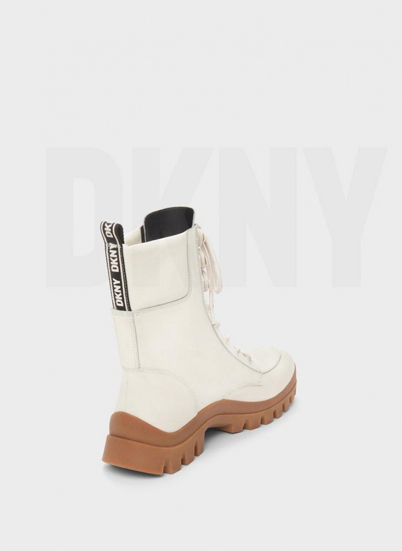 DKNY Lug Sole Combat Women's Boots White | Ireland_D0816