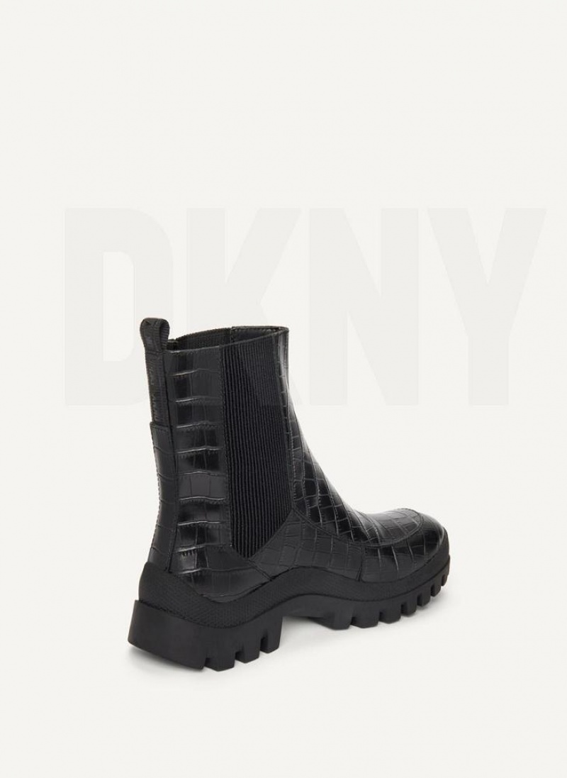 DKNY Lug Sole Croco Chelsea Women's Boots Black | Ireland_D0792