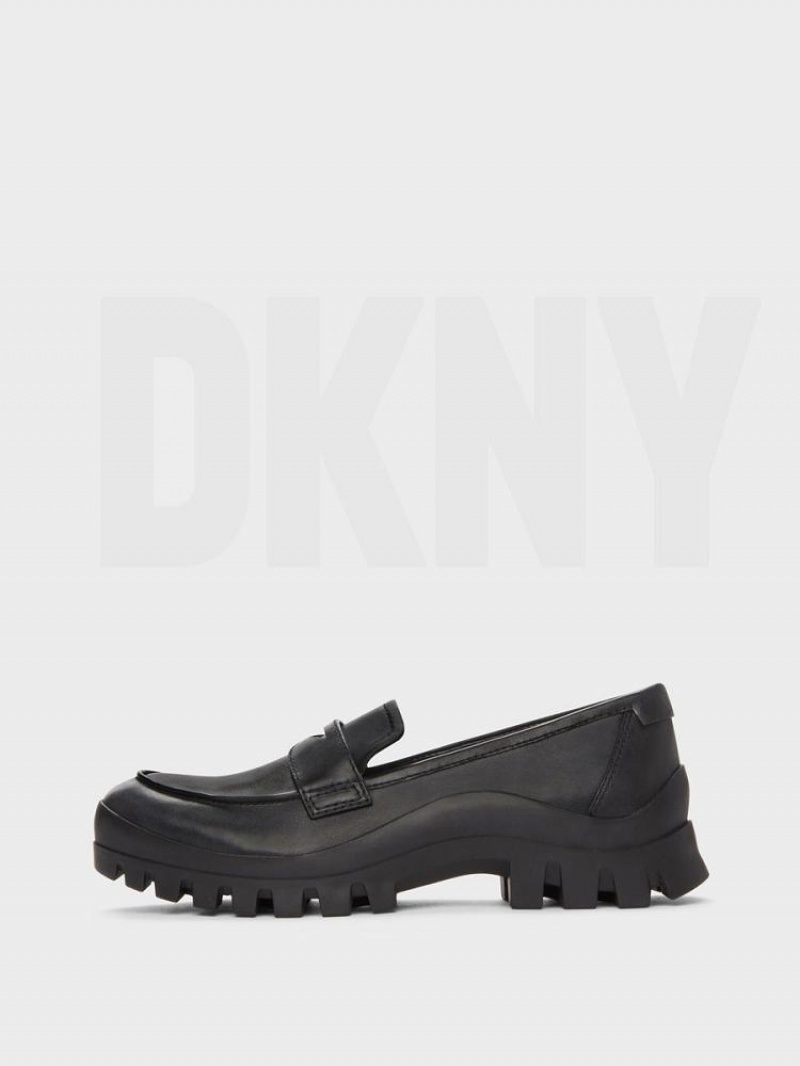 DKNY Lug Sole Women\'s Loafers Black | Ireland_D1027