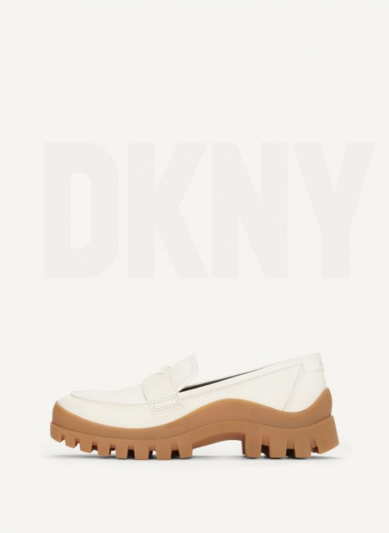 DKNY Lug Sole Women\'s Loafers White | Ireland_D0520