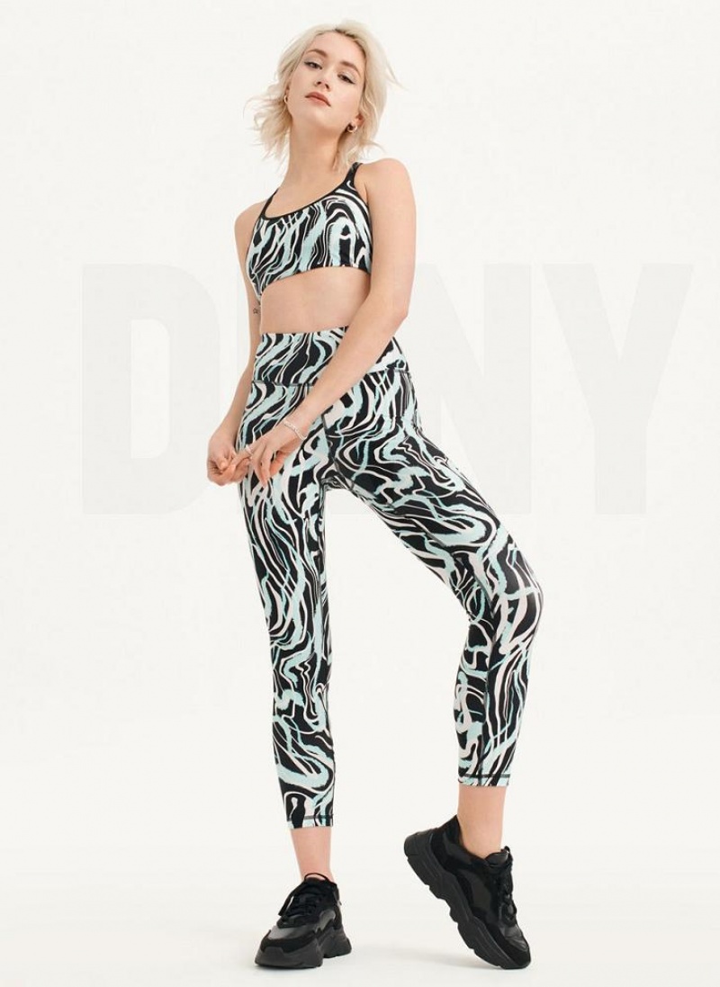 DKNY Marble Swirl Print High Waist Women's Leggings Blue | Ireland_D0314