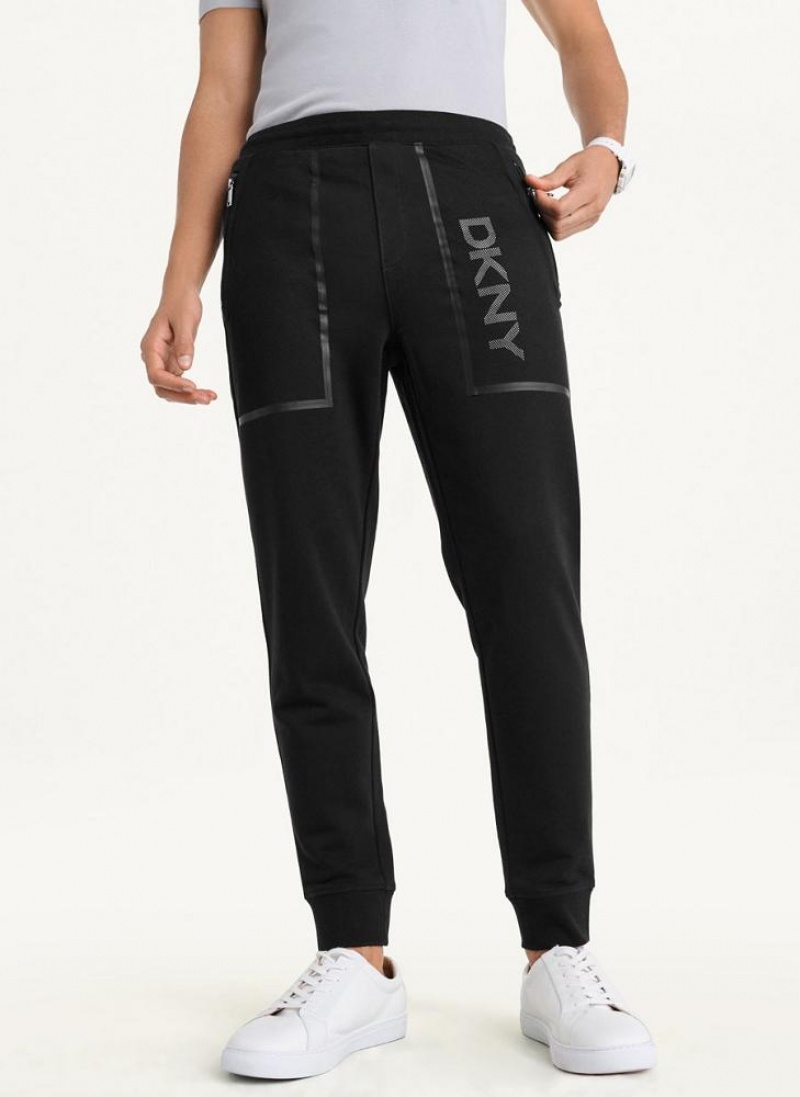 DKNY Mesh Pocket Logo Men\'s Pants Black | Ireland_D1288